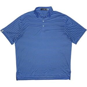 RLX Ralph Lauren Mens XL Golf Polo Featherweight Performance Stretch Blue Stripe